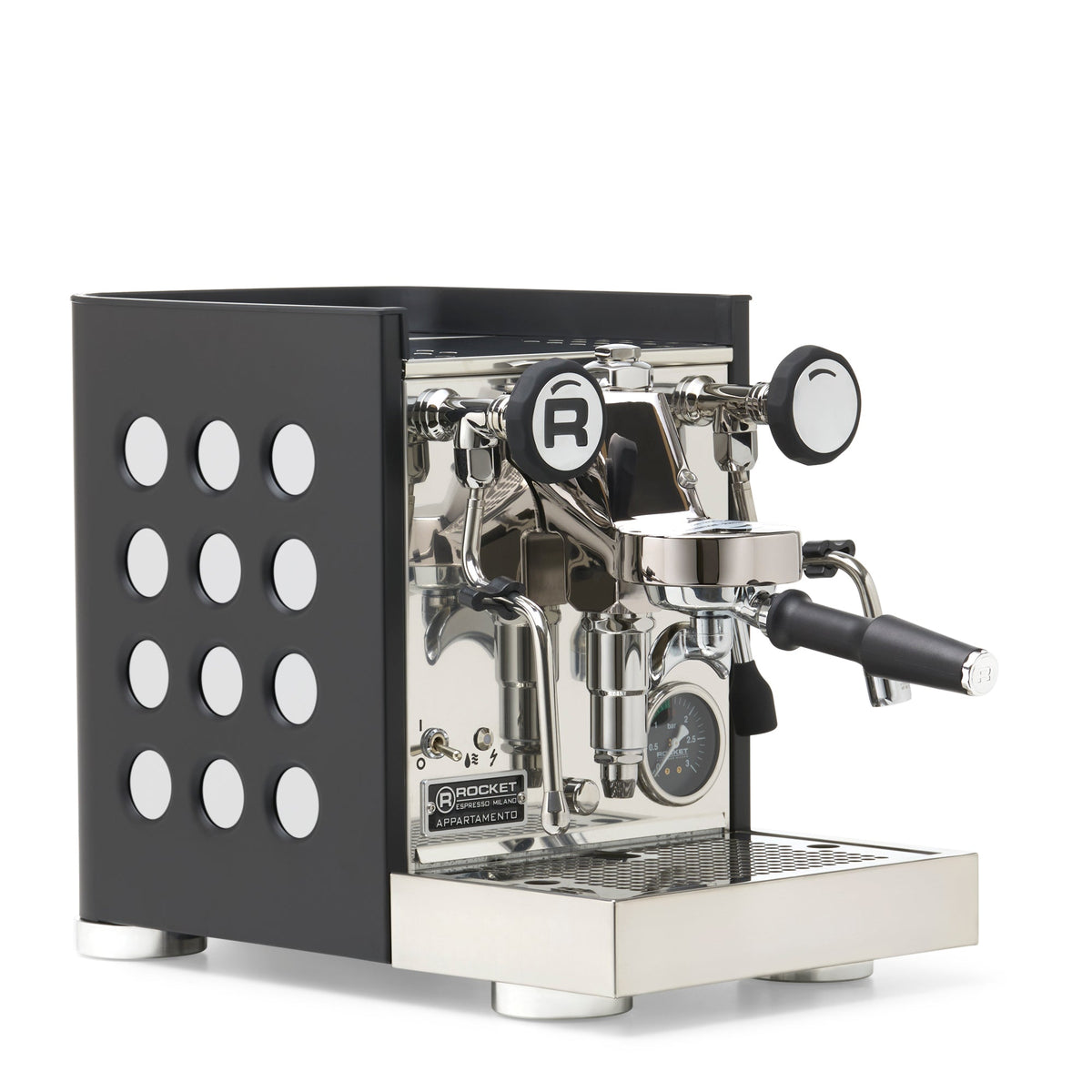 Rocket Espresso Appartamento TCA Espresso Machine - Black with Black Stripe — product view