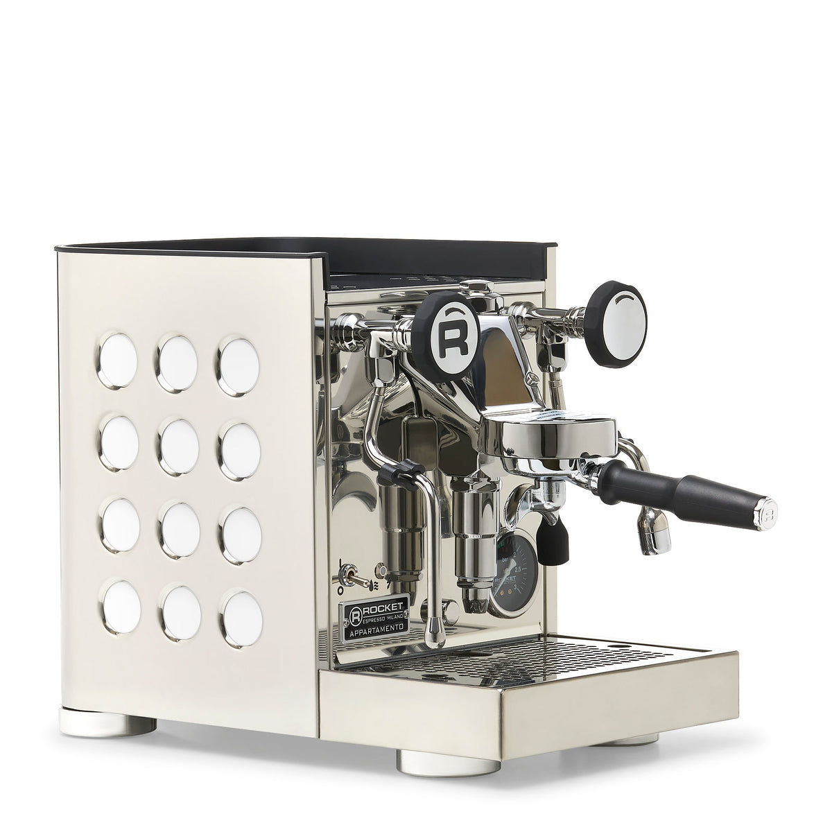 Rocket Espresso Appartamento TCA Espresso Machine - Stainless Steel with Black Stripe — product view